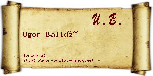 Ugor Balló névjegykártya